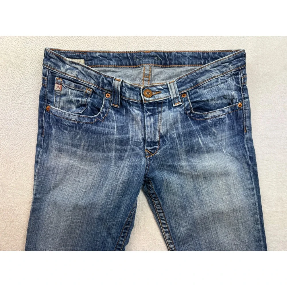 Big Star Casey Low Rise Flare Jeans Womens 32XL Medium Wash Embroidered Pockets